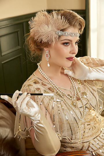 Champagner Drop Ohrringe Halskette 1920er Jahre Party Zubehör Set